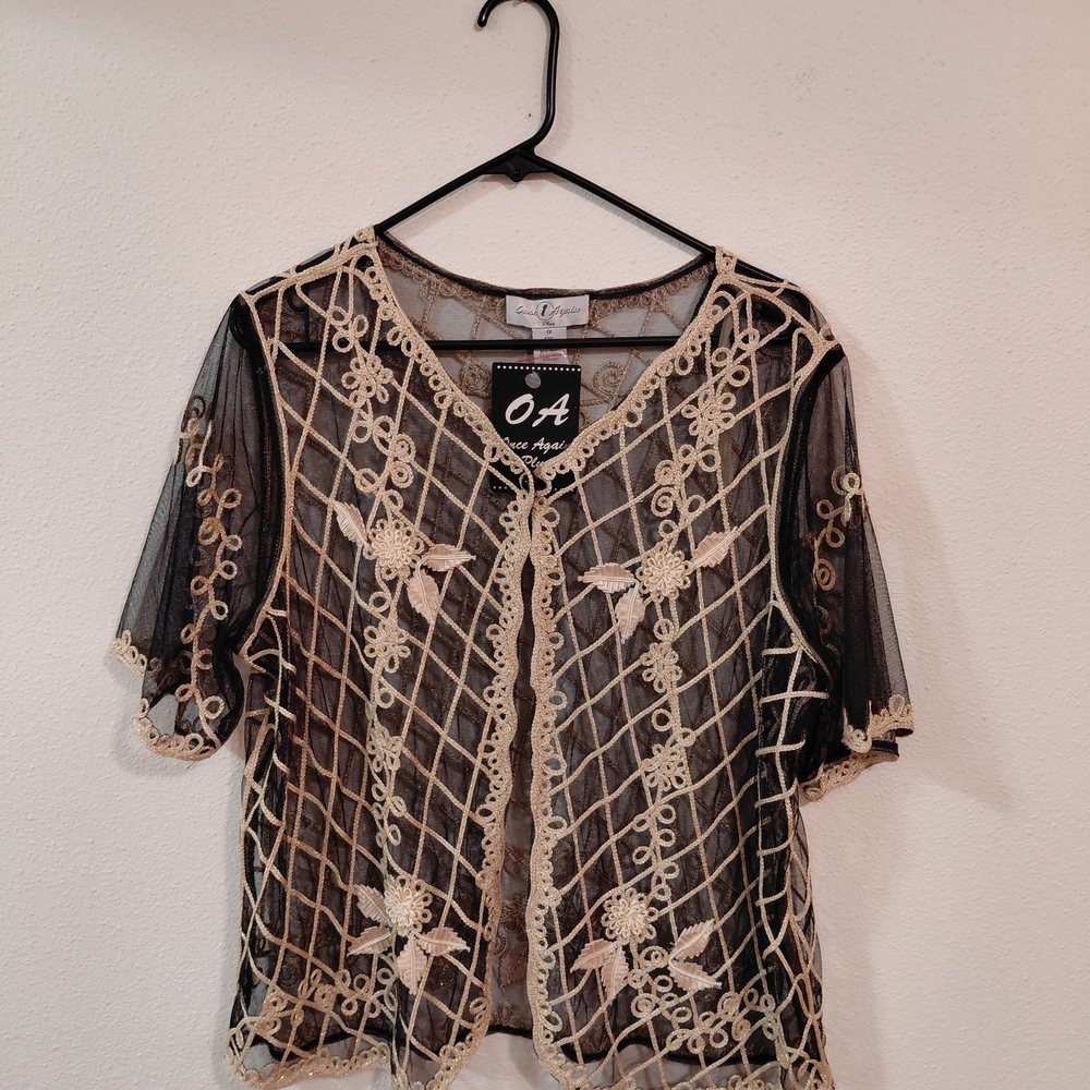 Elegant Black and Cream Lace Women Top